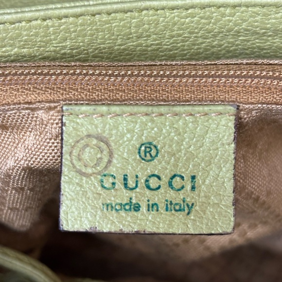 Gucci Vintage Lime Green Suede Bamboo Mini Backpack 1990s - Picture 9 of 11